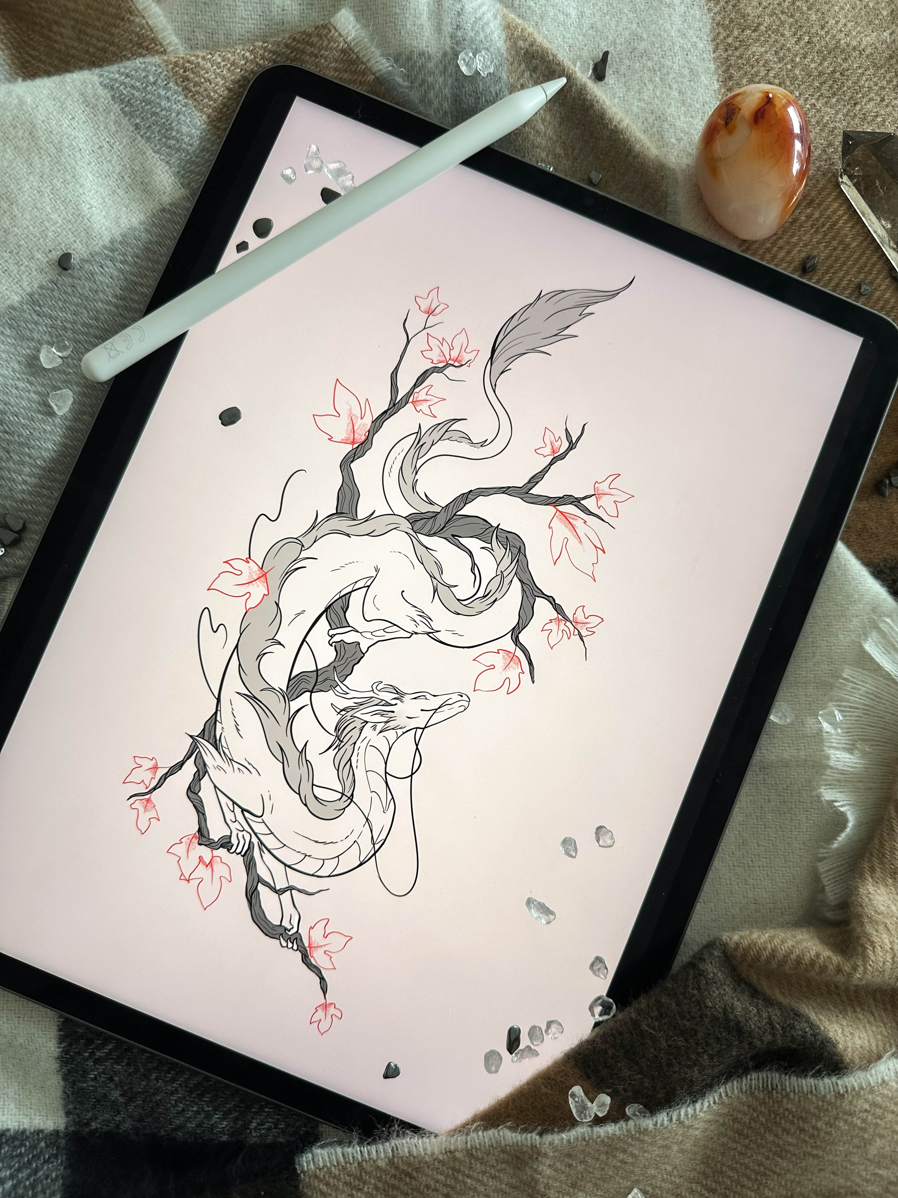 Drache mit Blättern